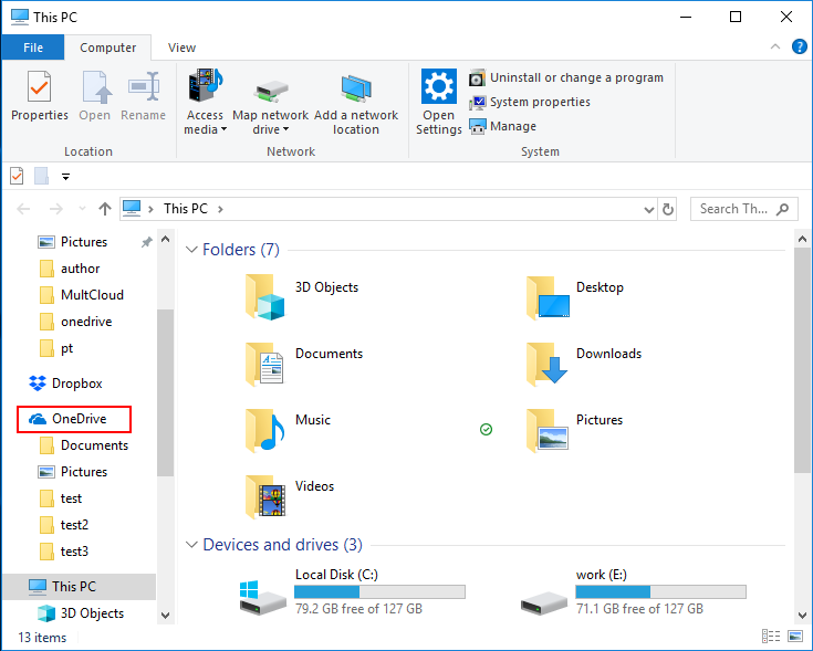 OneDrive in Windows Explorer