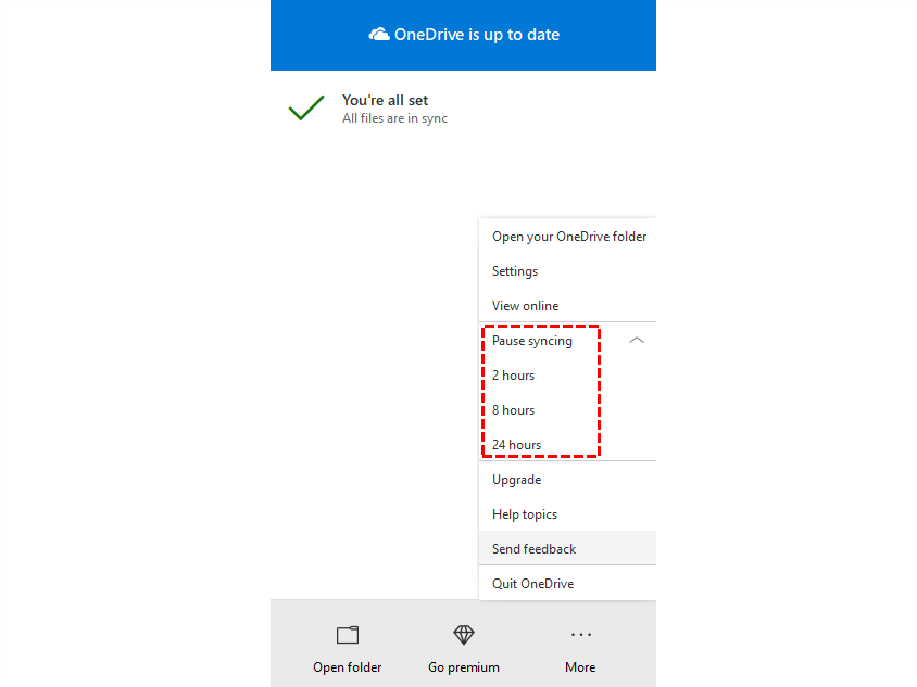OneDrive Pause Syncing