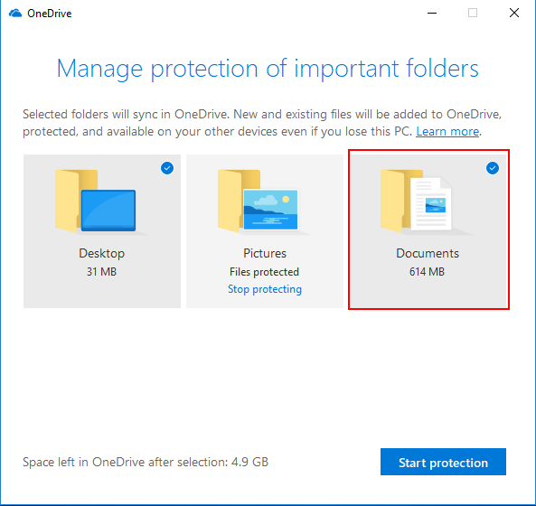 OneDrive Protect Document Folder