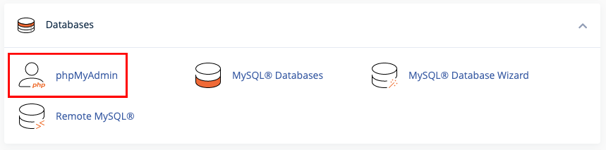 Open phpMyAdmin in cPanel