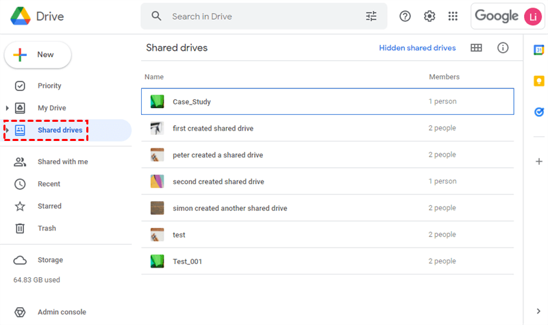 Open Shared Drive on Google Drive Website
