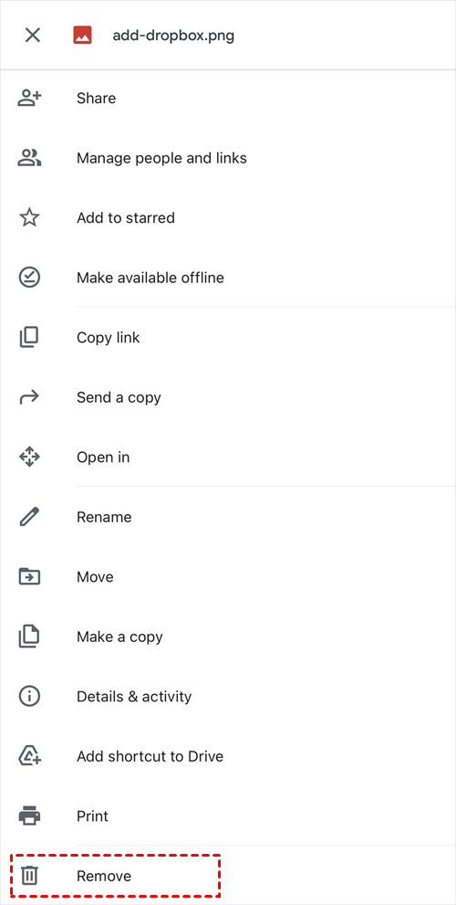Remove Photo from Google Drive App