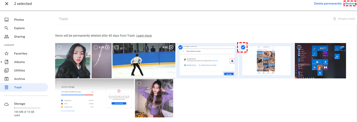 Restore Photos on Trash on Google Photos