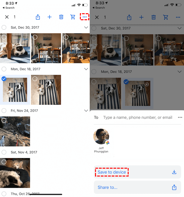 Save Google Photos to iPhone Gallery