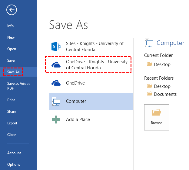 Save Office Files to OneDrive for Business