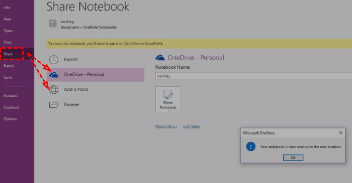 Save OneNote to OneDrive