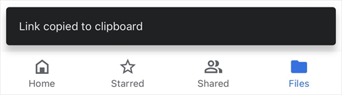 Notification of the Copied Link in Google Drive App