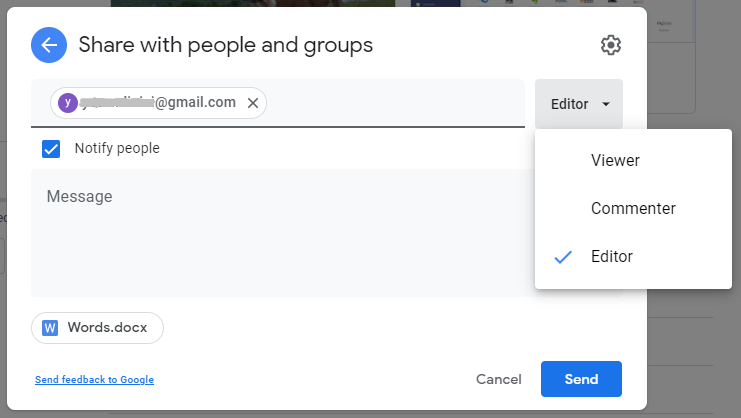 Send Documents from Google Drive Website