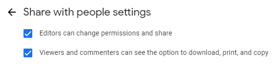 Settings about Sharing Video on Google Drive