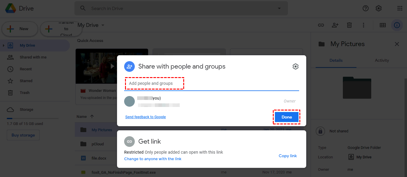 Share Folders in Google Drive