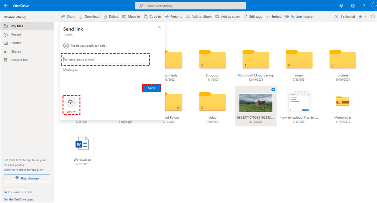Share OneDrive Files with Specific People