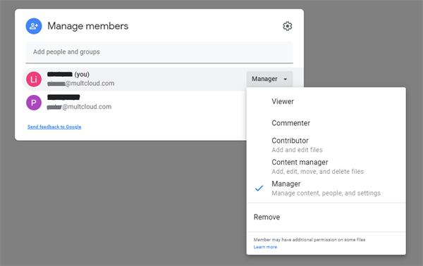 Manage Members of Shared Drive