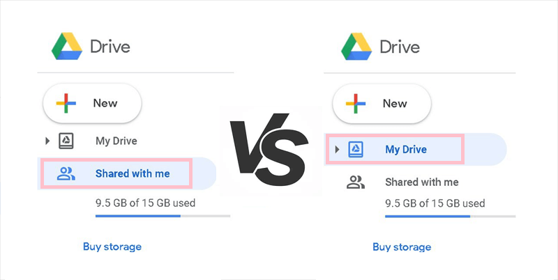 Shared With Me vs. My Drive