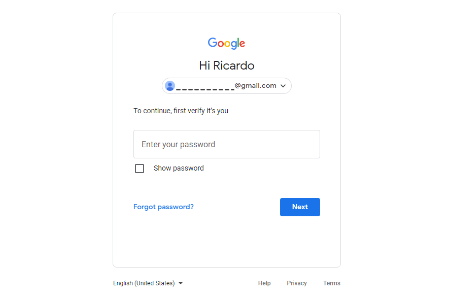 Sign In Google Account to Verify Yourself