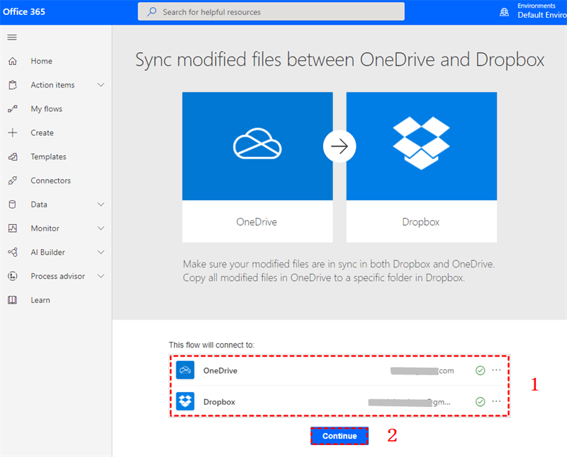 Sign In OneDrive and Dropbox Accounts in Microsoft Power Automate