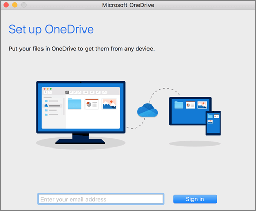 Sign in OneDrive on Mac