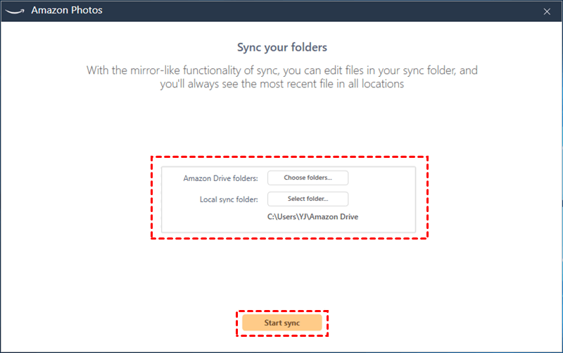 Start Sync Amazon Photos