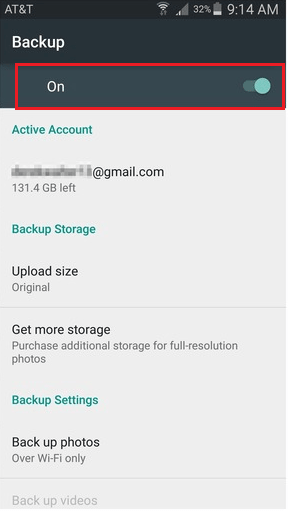 Turn off Backup and Sync in Google Photos