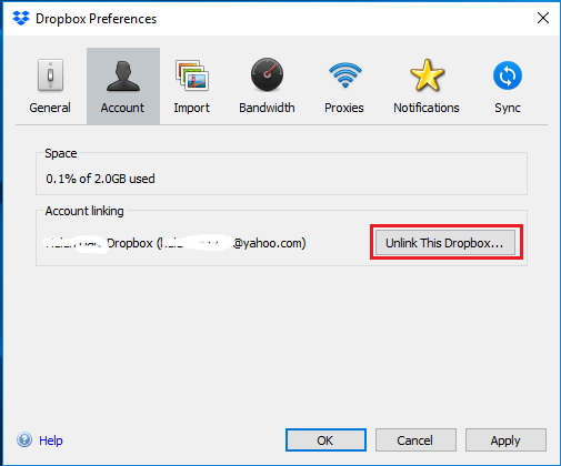 Unlink This Dropbox