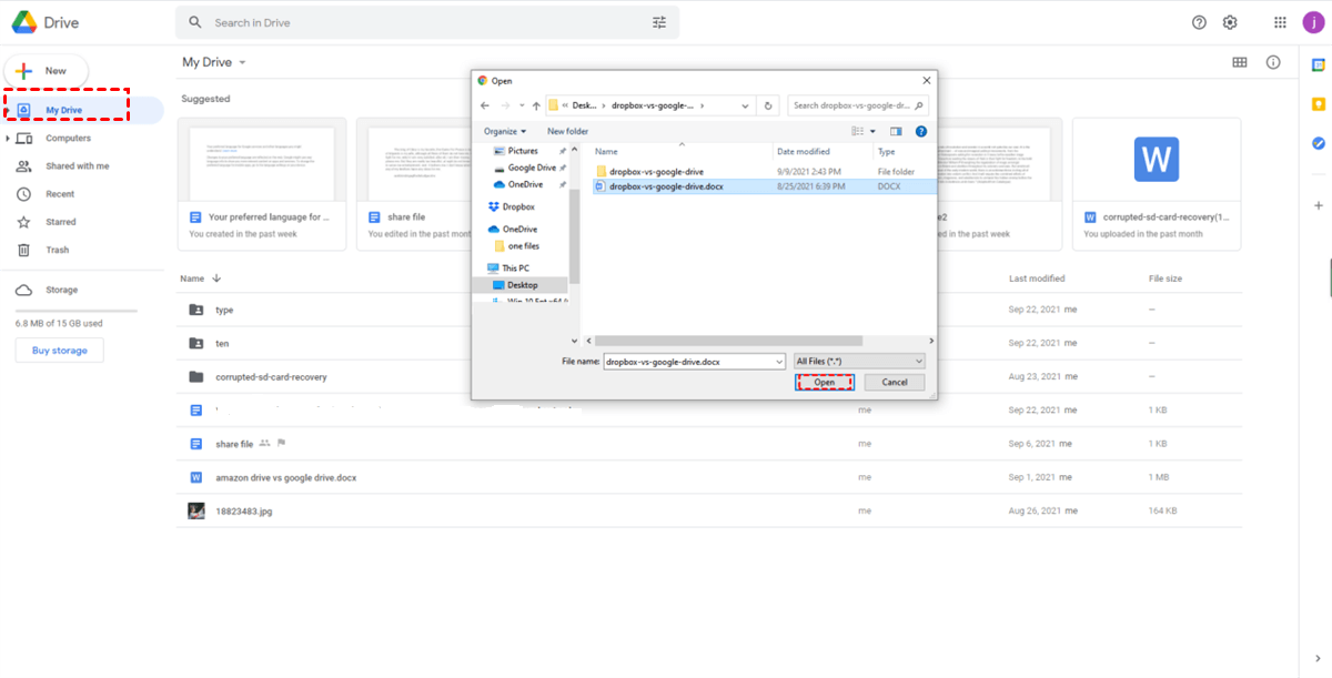 Upload Files to Another Google Drive