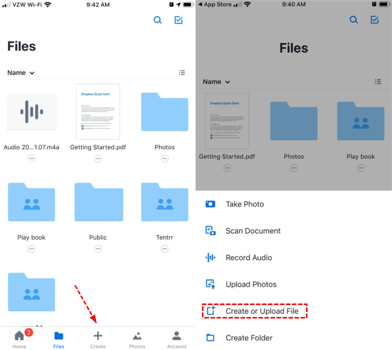 Upload Files to Dropbox on iPhone