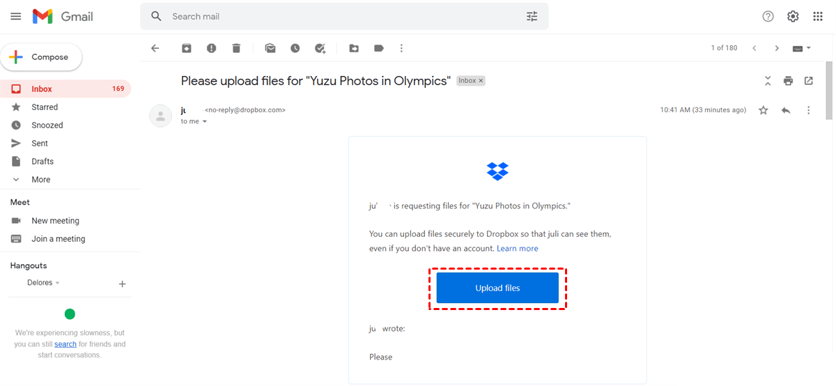 Upload Files to File Request Dropbox