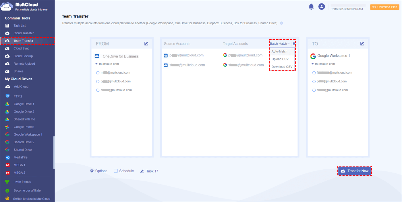 Transfer Files from OneDrive for Business to Google Workspace by Team Transfer