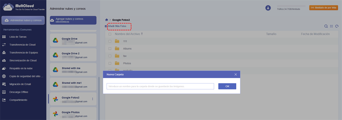Crear una carpeta nueva en Google Fotos