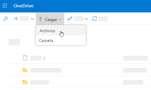 cargar archivos en OneDrive