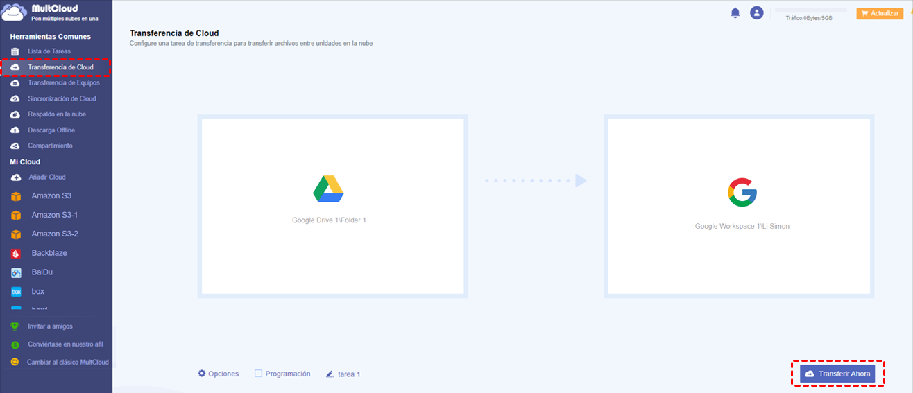 Migrar Google Drive a Google Workspace with MultCloud