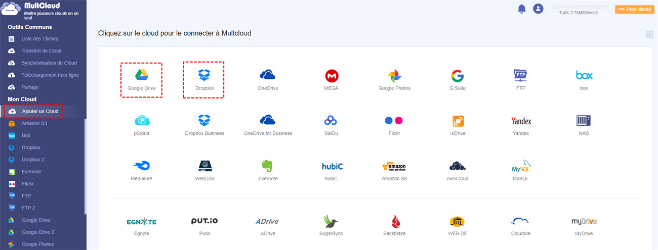 Ajouter Dropbox et Google Drive
