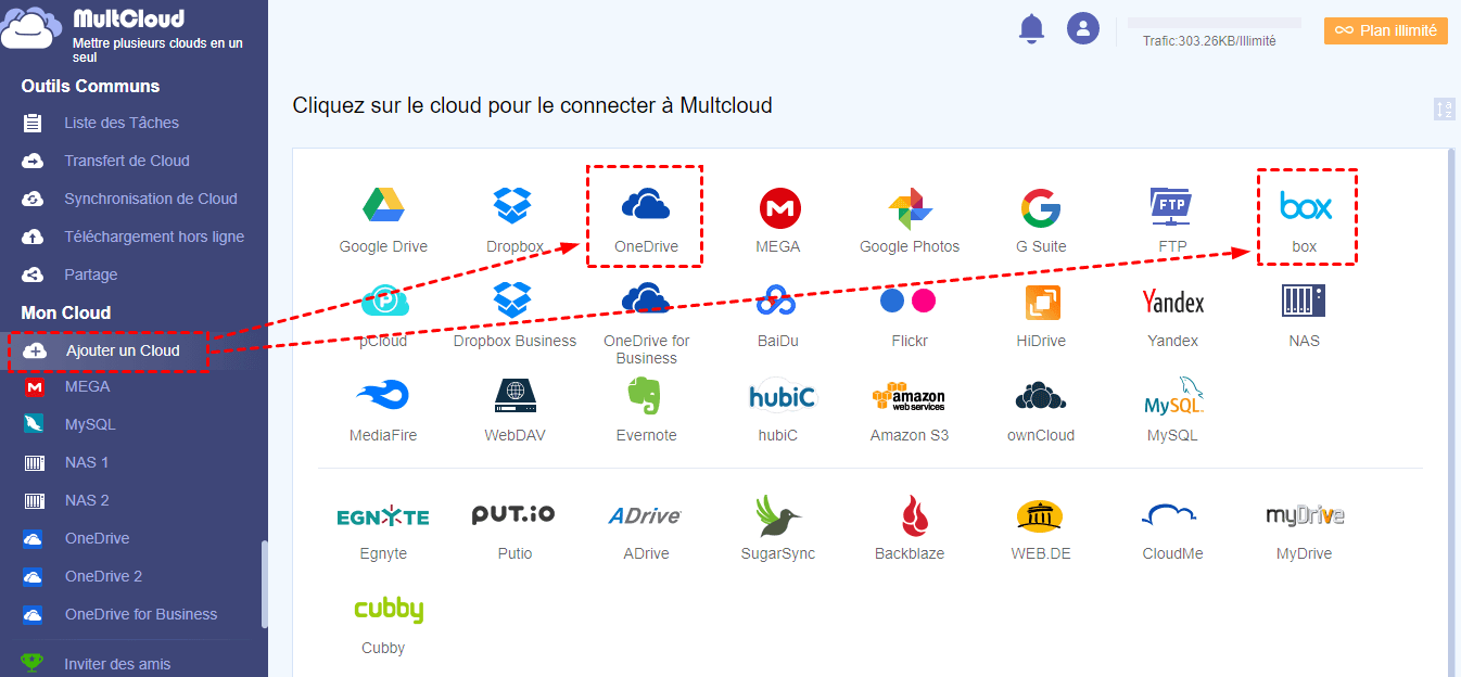 Ajouter Box et OneDrive