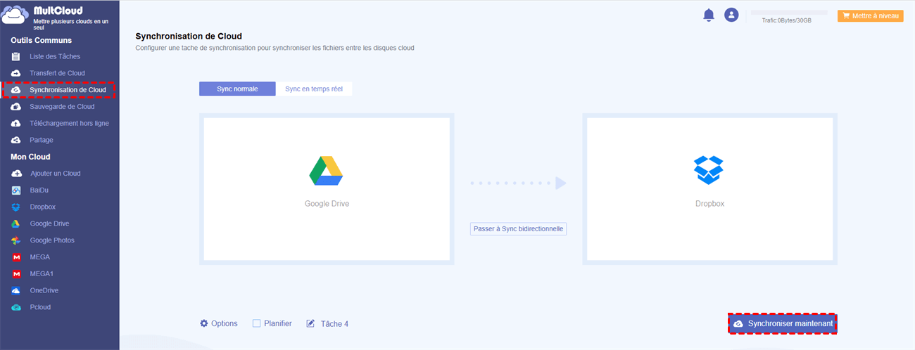 Synchroniser Google Drive vers Dropbox