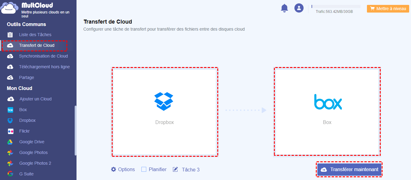 Transférer de Dropbox vers Box