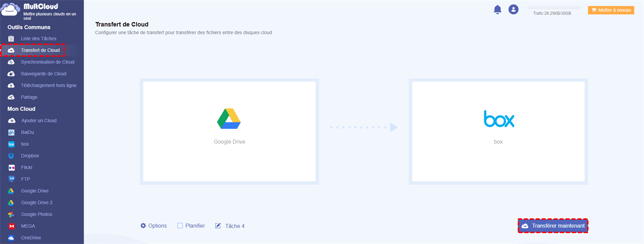 Déplacer des fichiers de Google Drive vers Box