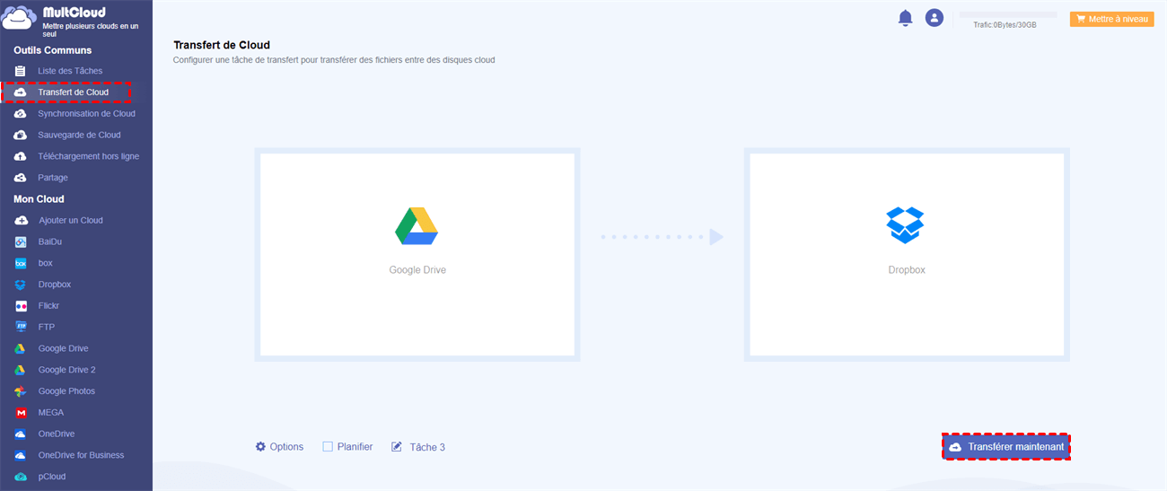 Transférer Google Drive vers Dropbox