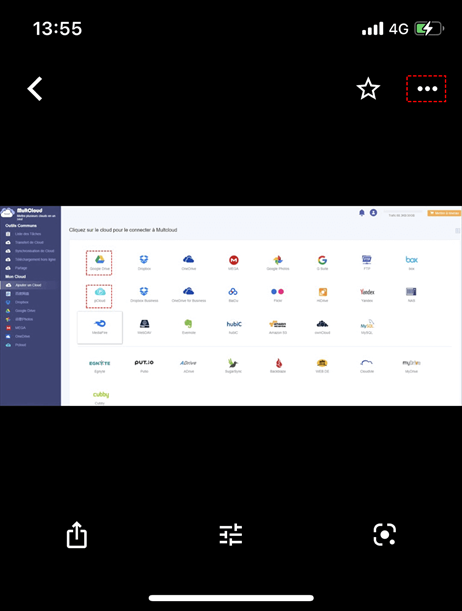 Cliquez sur 3 points pour télécharger les photos de Google Photos