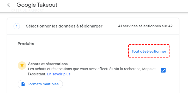 Tout désélectionner sur Google Photos