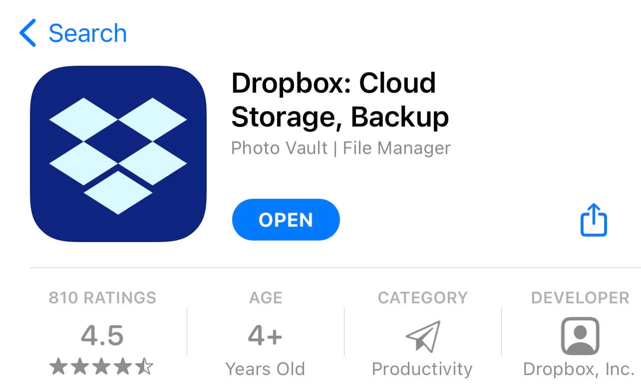 Application mobile Dropbox