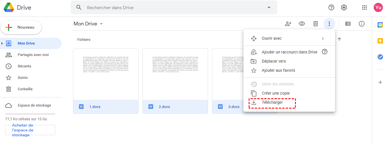 Télécharger les fichiers de Google Drive