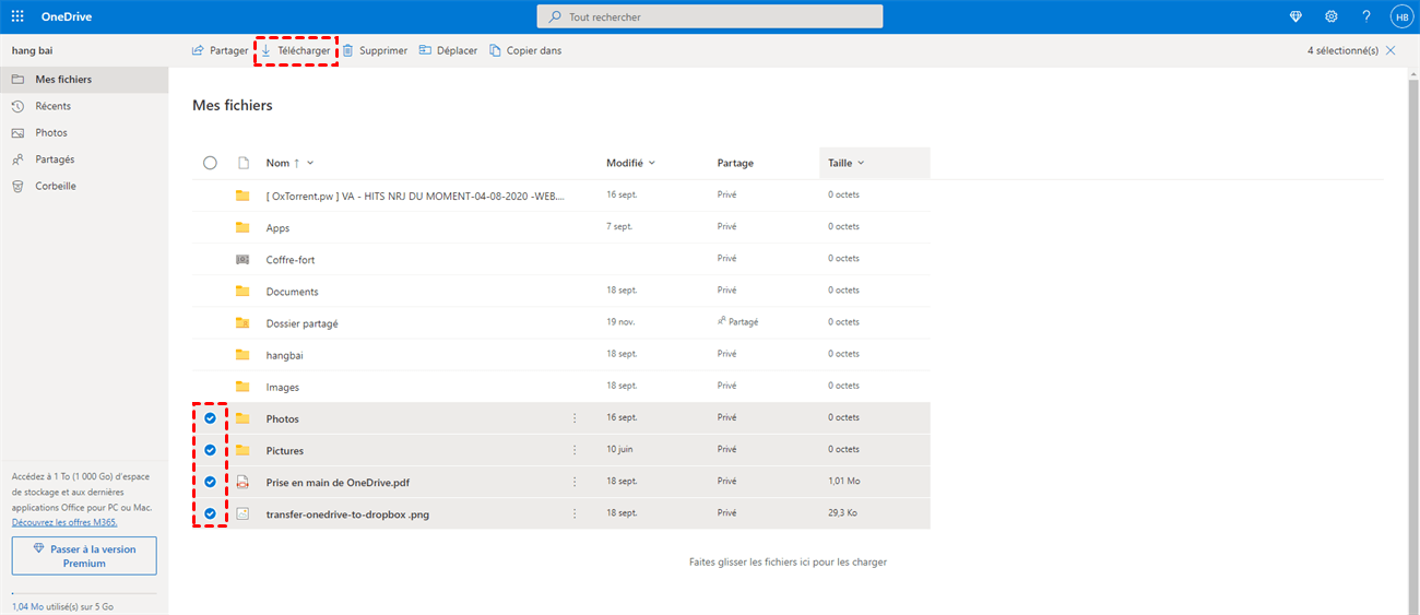 Télécharger depuis OneDrive