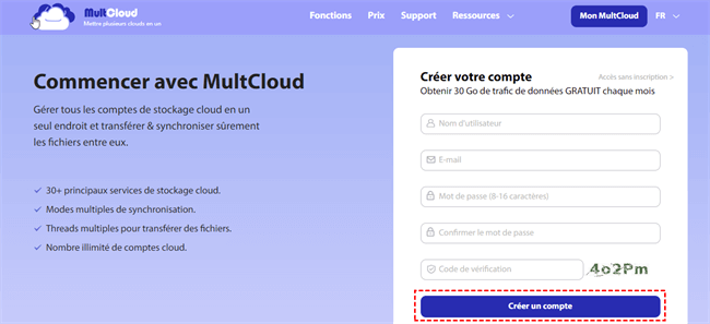 S'inscrire MultCloud