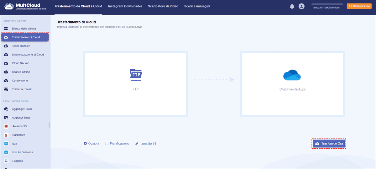 Trasferisci server FTP a OneDrive