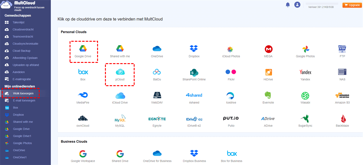 Voeg pCloud en Google Drive toe aan MultCloud Voeg pCloud en Google Drive toe aan MultCloud