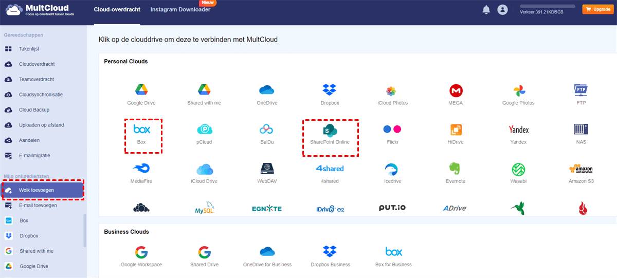 Voeg Box en SharePoint toe aan MultCloud Voeg Box en SharePoint toe aan MultCloud