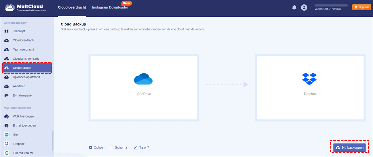 Back-up van OneDrive naar Dropbox maken met Cloud Back-up Back-up van OneDrive naar Dropbox maken met Cloud Back-up