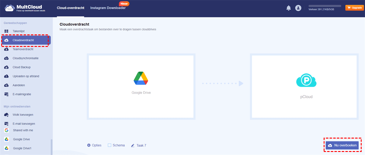 Overzetten van Google Drive naar pCloud Overzetten van Google Drive naar pCloud