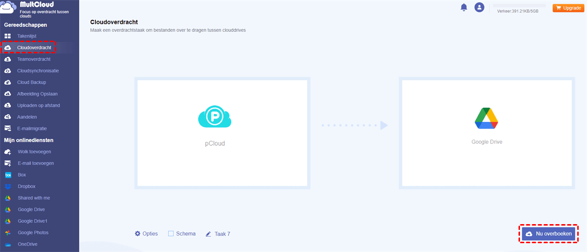 Kopieer bestanden van pCloud naar Google Drive Kopieer bestanden van pCloud naar Google Drive