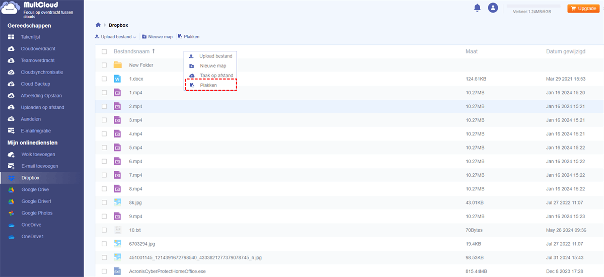 Gekopieerde bestanden of mappen plakken in Dropbox Gekopieerde bestanden of mappen plakken in Dropbox