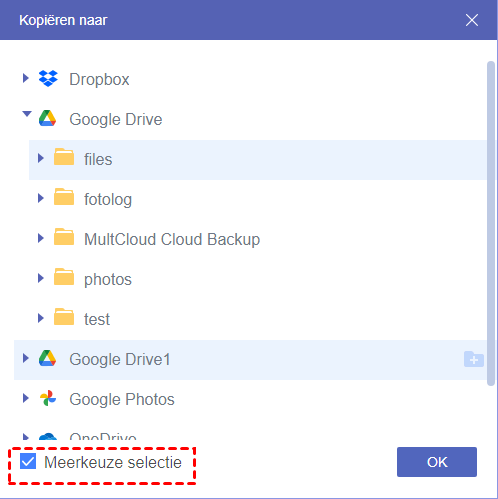 Bestemming selecteren om naar te kopiëren Bestemming selecteren om naar te kopiëren